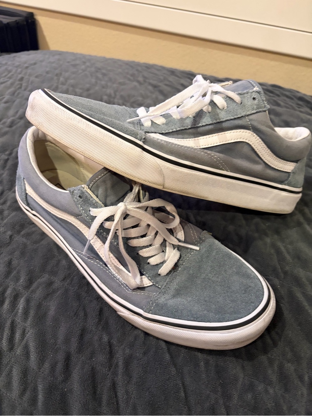 Vans Old Skool Low-Top Sneakers in Light Blue and White